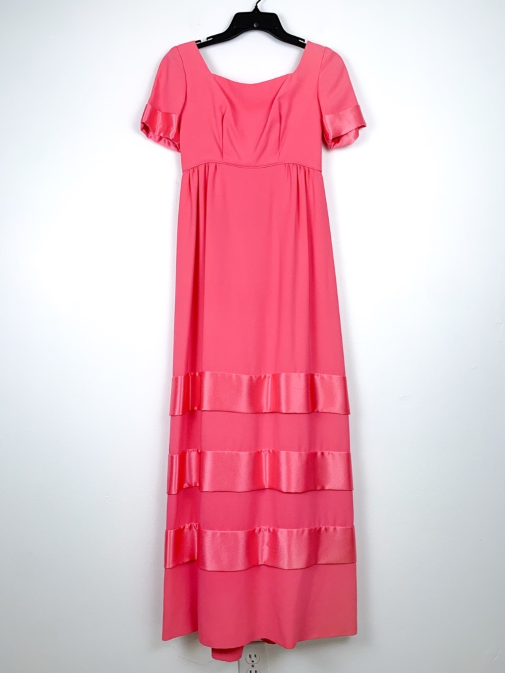 1960s Emma Domb evening gown pink empire waist regency style dress fits size 0